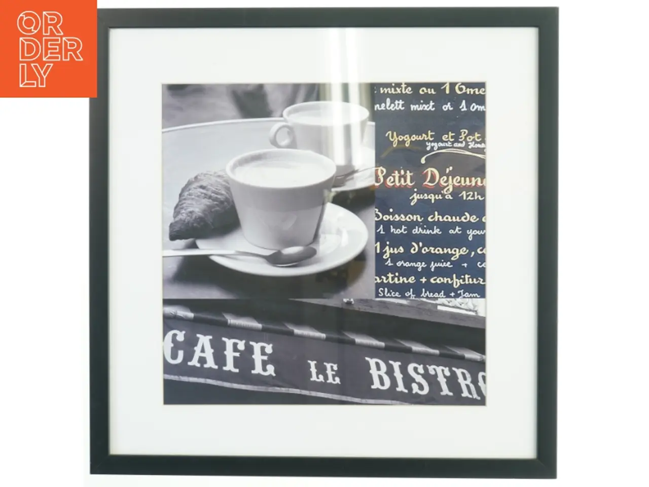 Billede 1 - Indrammet billede af caféscene (str. 43x43 cm)