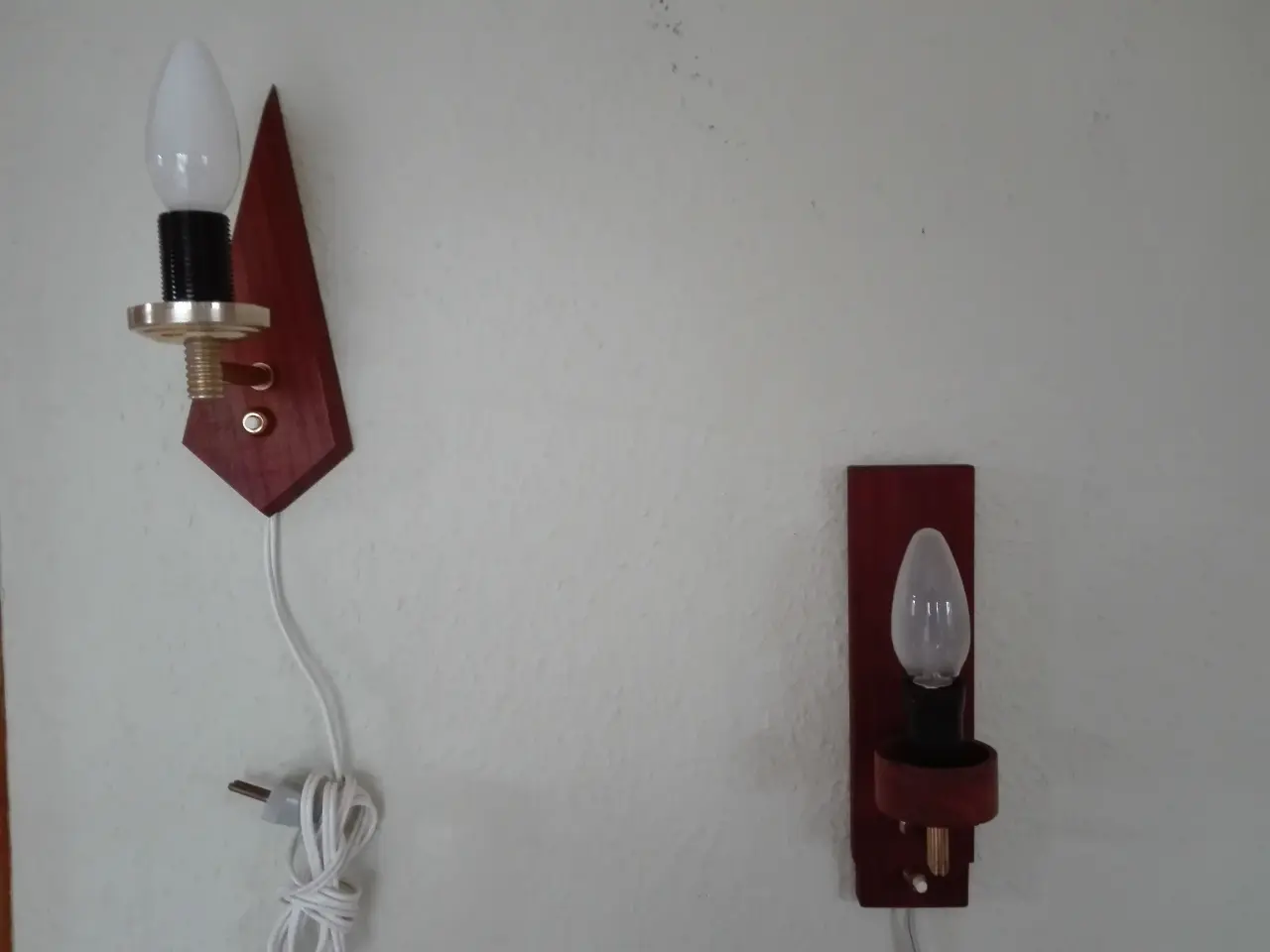 Billede 1 - Væglamper i teak og messing