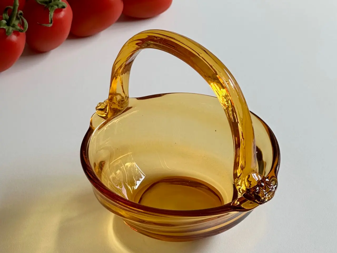Billede 1 - Ravfarvet glaskurv