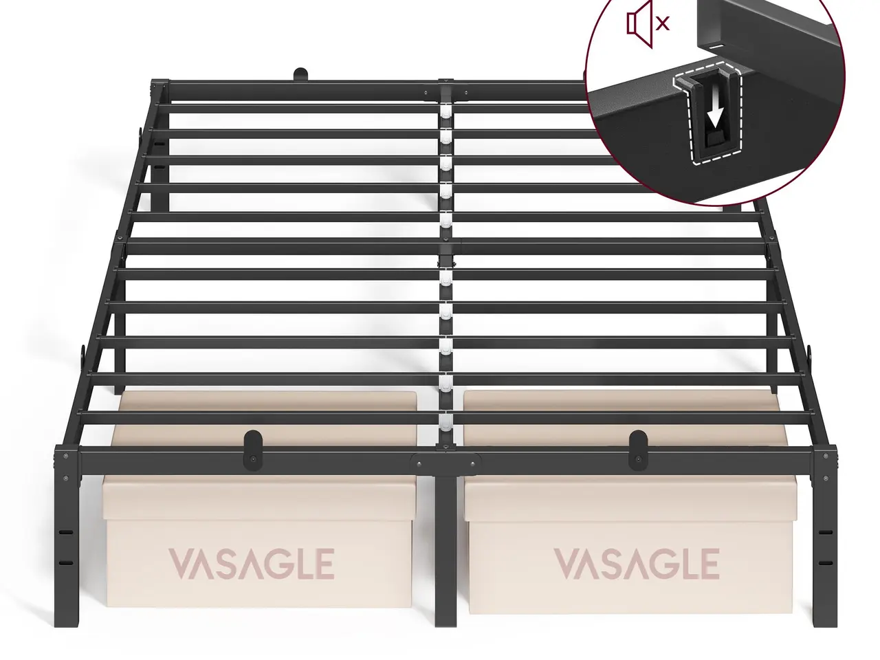 Billede 1 - Sengeramme 140 x 200 cm i metal med opbevaringsplads - sort