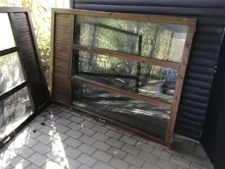 vinduespartier 3 stk brugte måler H 200 cm og 145