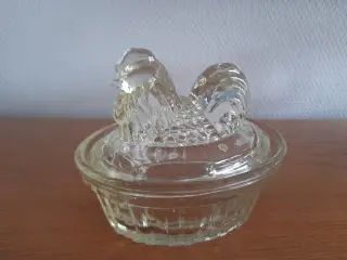 Gylden/gul glas høne