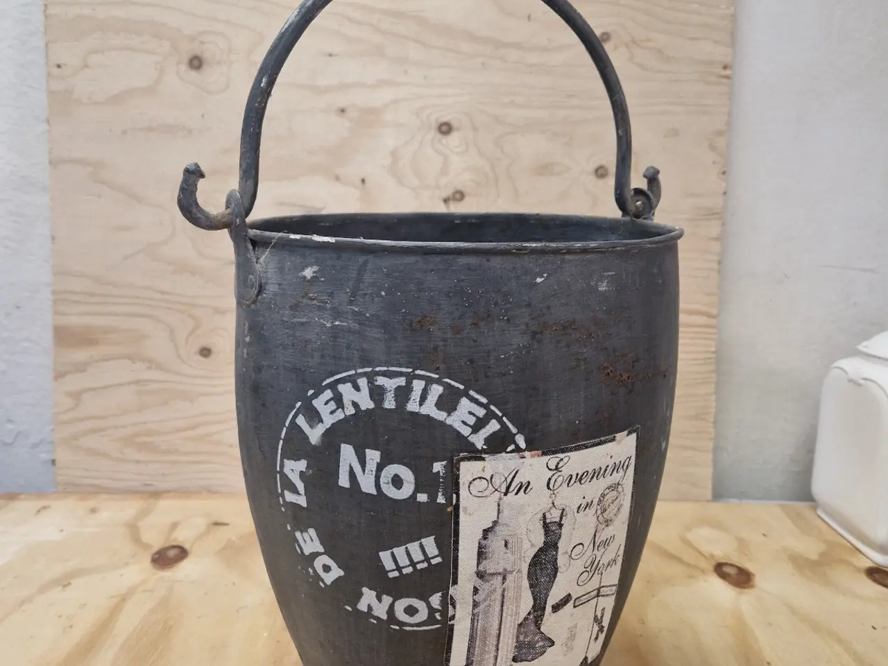 Billede 5 - Rustik zink spand med hank 36 cm høj 