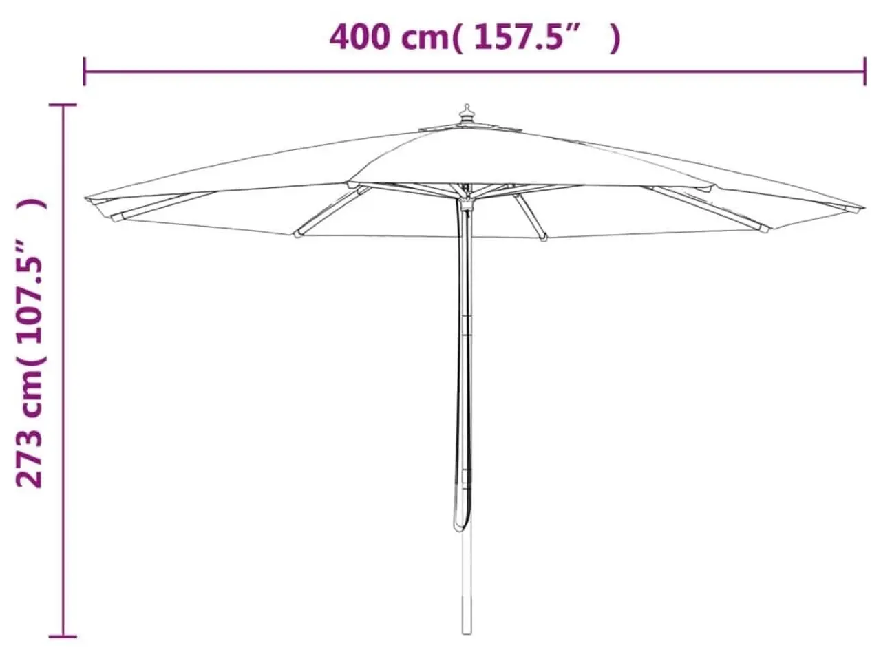 Billede 8 - Haveparasol med træstang 400x273 cm sandfarvet