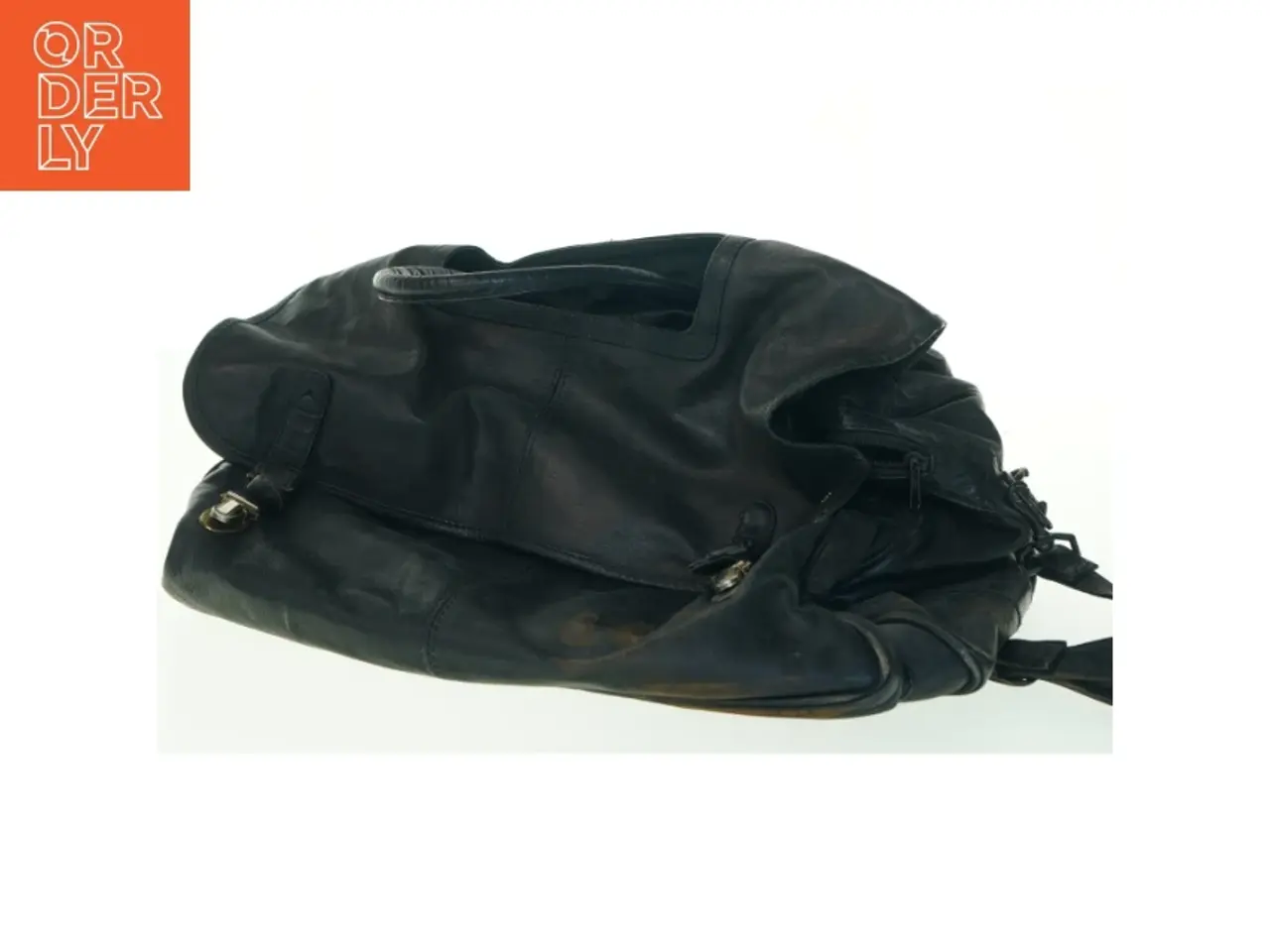 Billede 1 - Sort skuldertaske i læder (str. 47x37x27 cm)