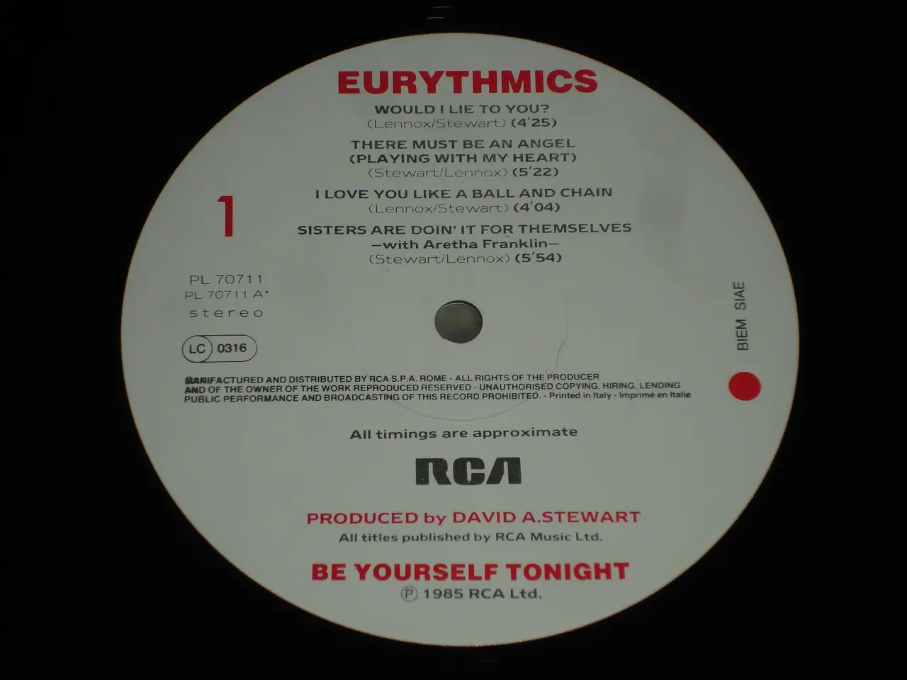 Billede 5 - (Sender gerne) Eurythmics – Be Yourself Tonight