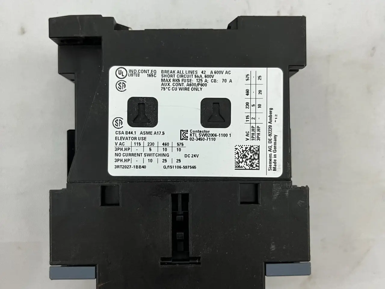 Billede 5 - Siemens SIRIUS 3RT2027-1BB40 DC Power kontaktor,