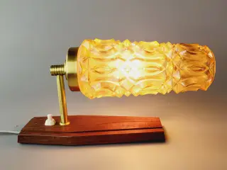 ⭐️· Retro Væglampe i Teak, Messing, Mønstret Glas