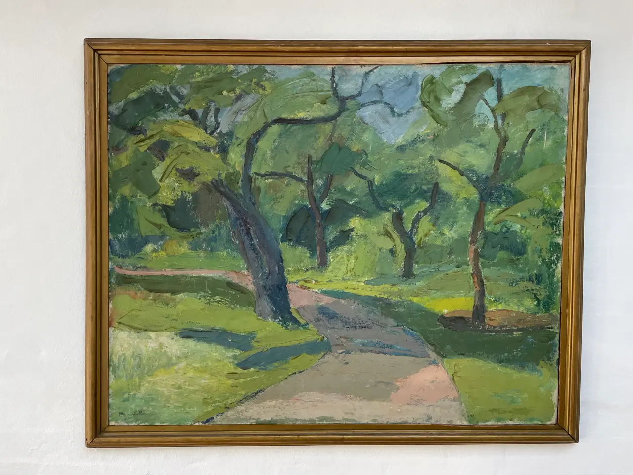 Billede 1 - Stort oliemaleri – moderne landskab, 73×92 cm