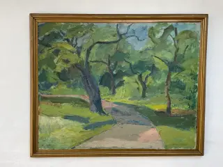 Stort oliemaleri – moderne landskab, 73×92 cm