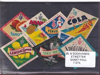 Øl og Sodavands Etiketter - Sankt Paul - 7 Stk.