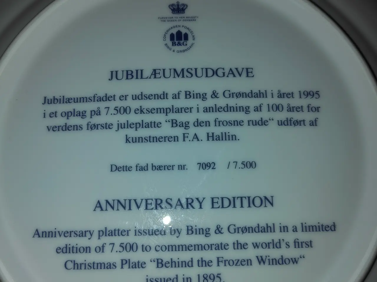 Billede 4 - Stor jubilæumsplatte fra Bing & Grøndahl