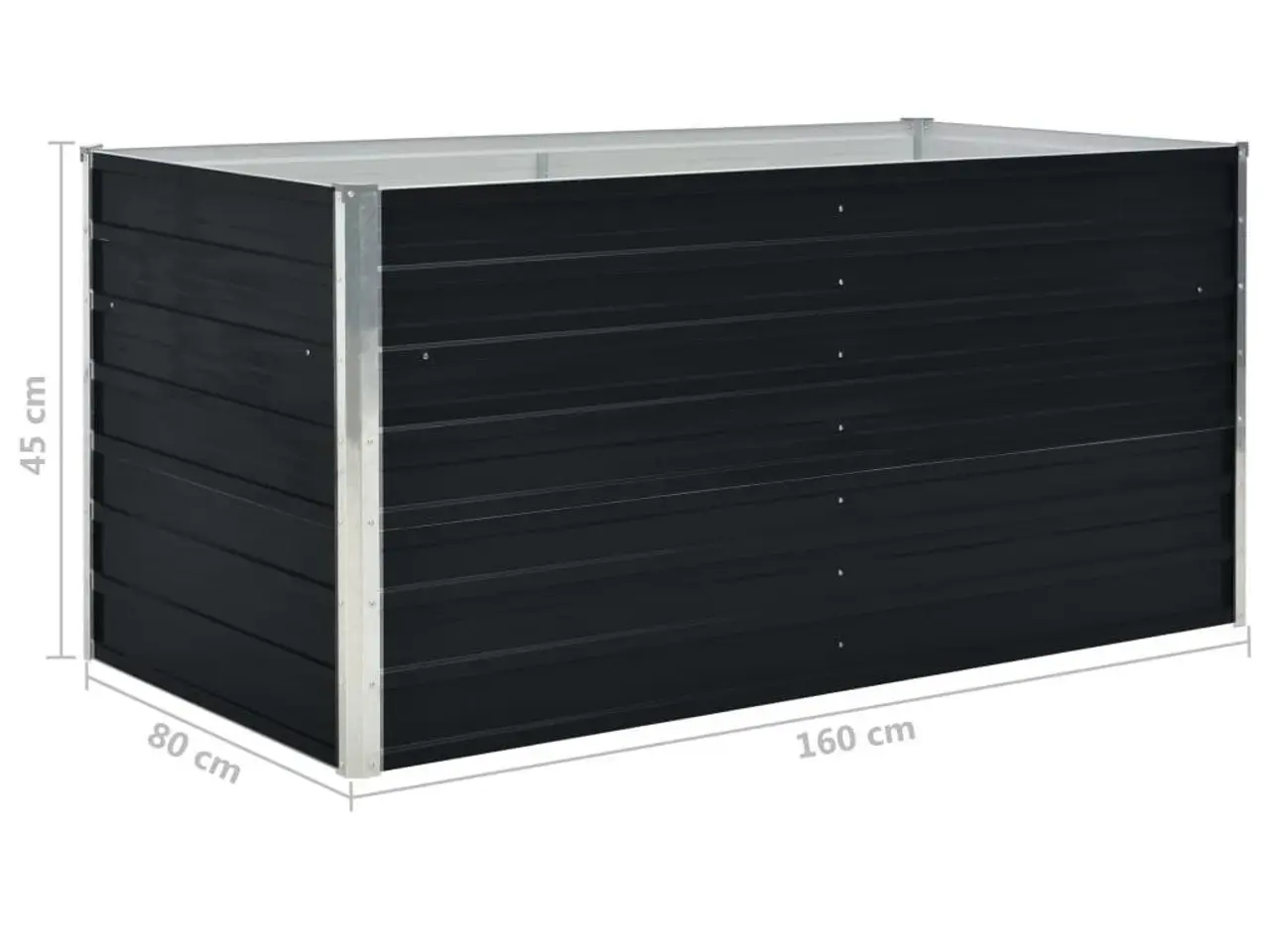 Billede 6 - Hævet blomsterbed i galvaniseret stål - 160 x 80 x 45 cm, antracitgrå