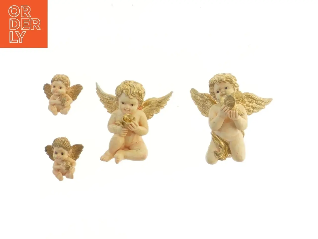 Billede 1 - Engle figurer med gyldne vinger (str. 9 & 4 cm)