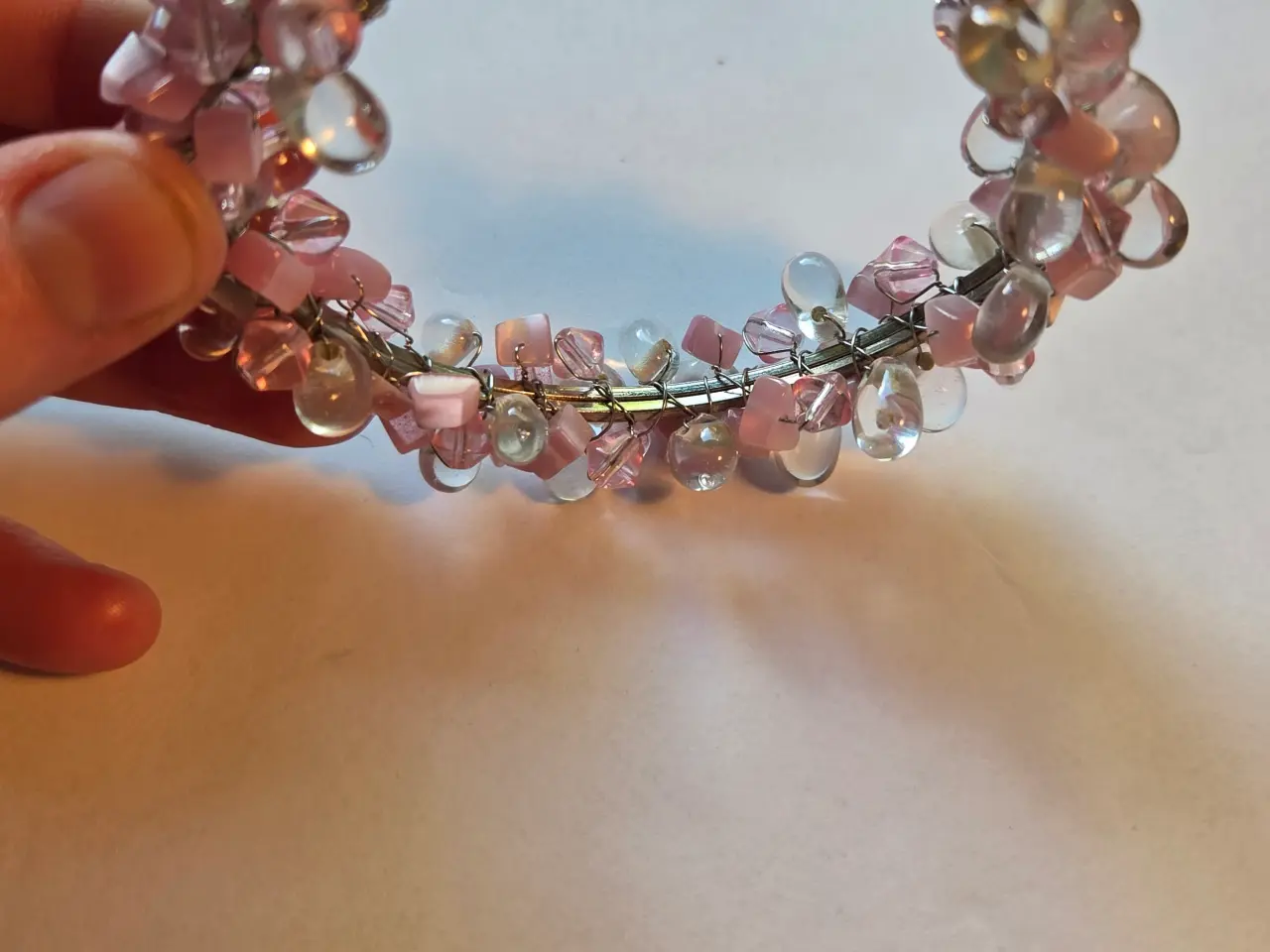 Billede 6 - Rosa og klar perle armbånd