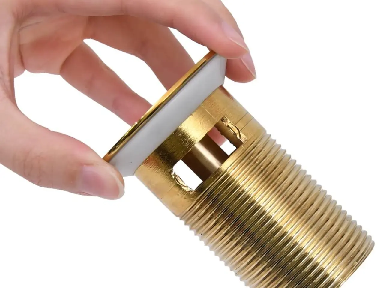 Billede 5 - Trykafløb med overløb 6,4 × 6,4 × 9,1 cm - guldfarvet
