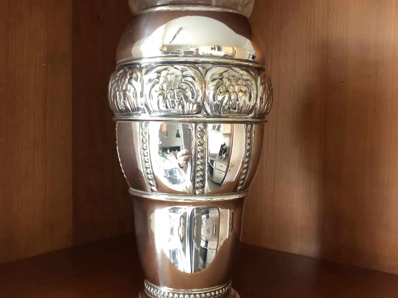 Billede 7 - Gl. Sølvplet vase med glasindsats.