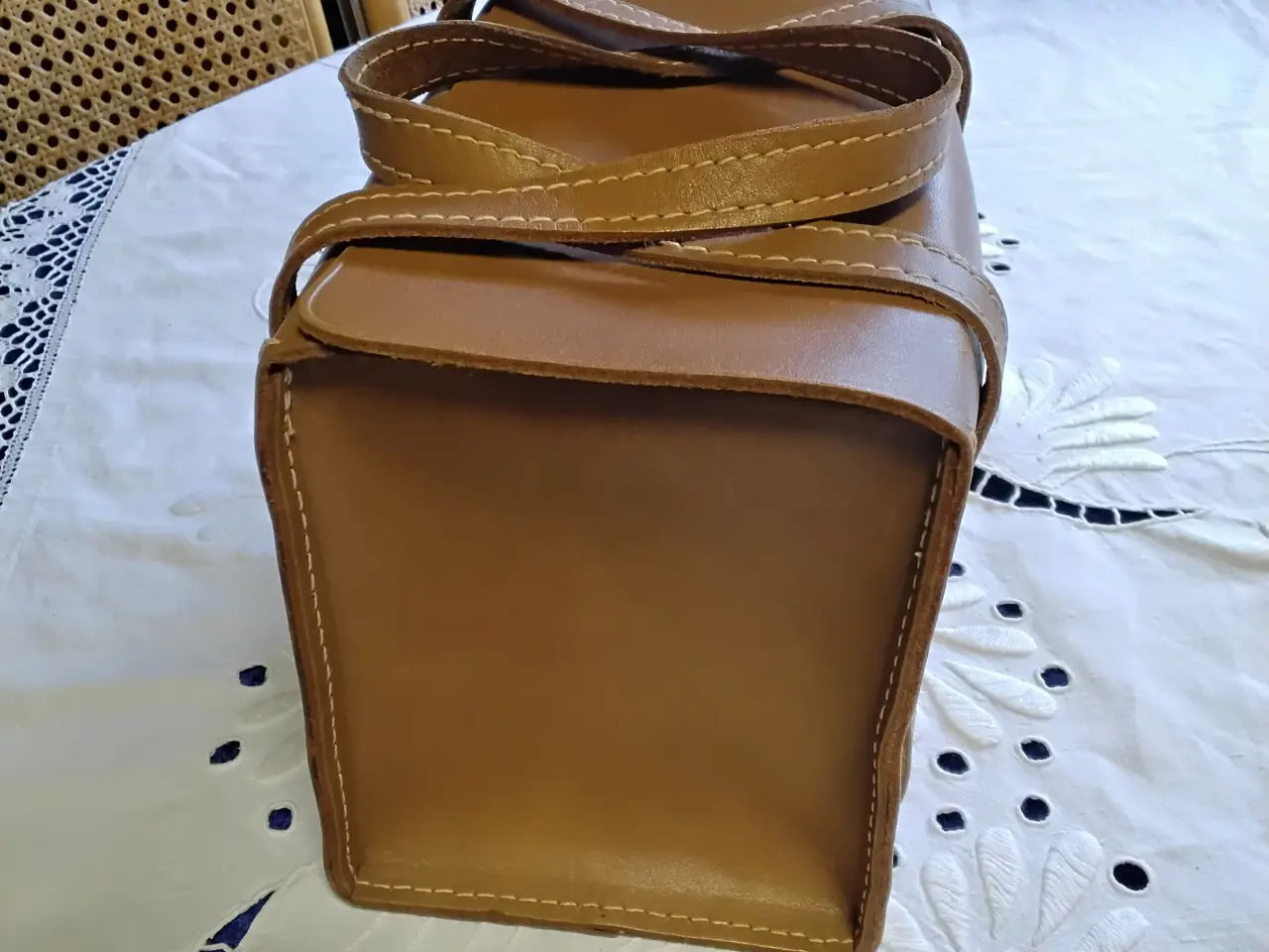 Billede 1 - Vintage kernelæder håndtaske - 28 X 14 X 18 cm