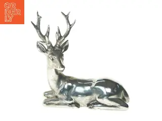 Sølvfarvet hjortefigur (str. 13 cm)