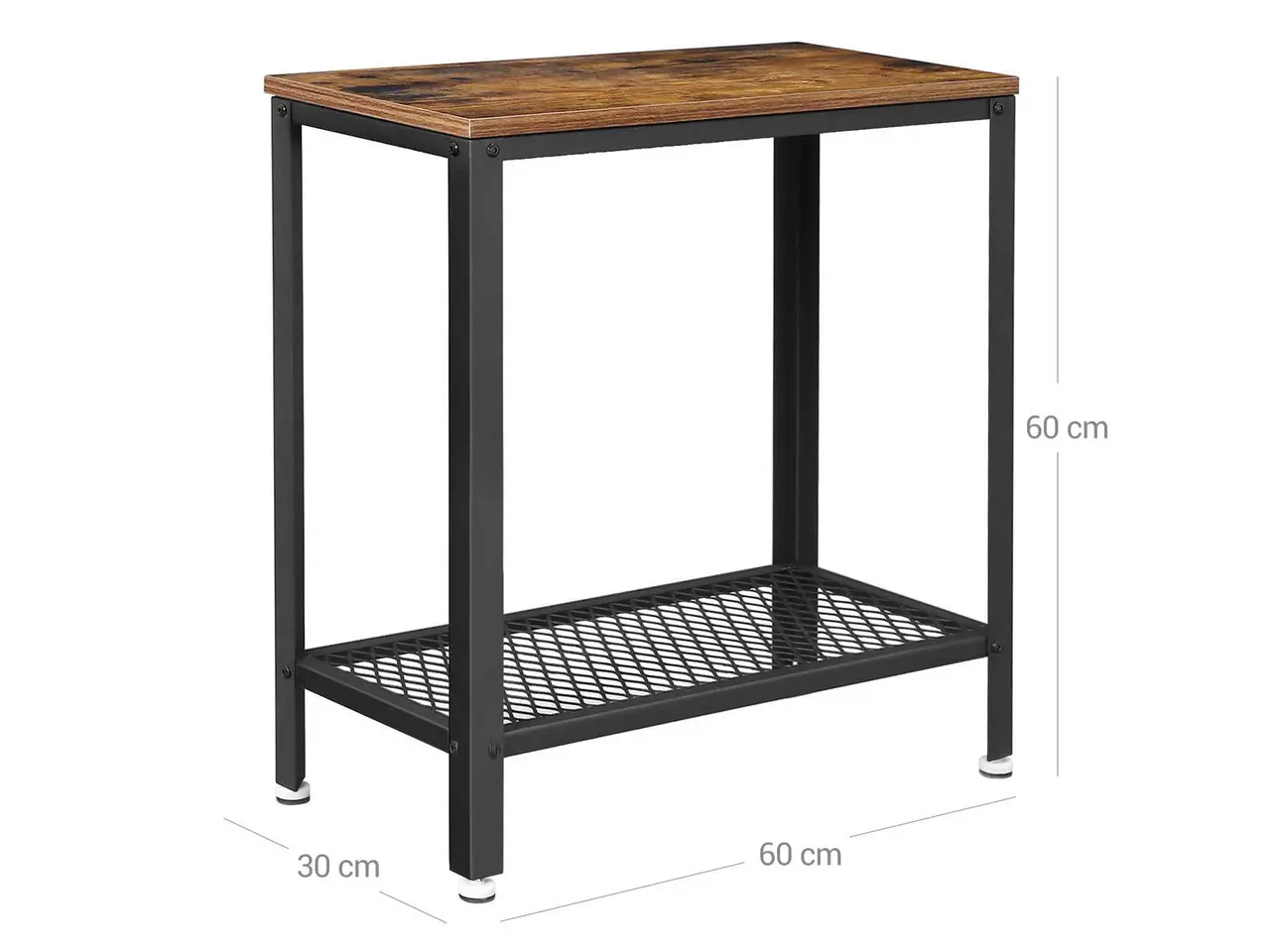 Billede 6 - Sidebord med meshhylde - rustik brun/sort, 60 x 30 x 60 cm