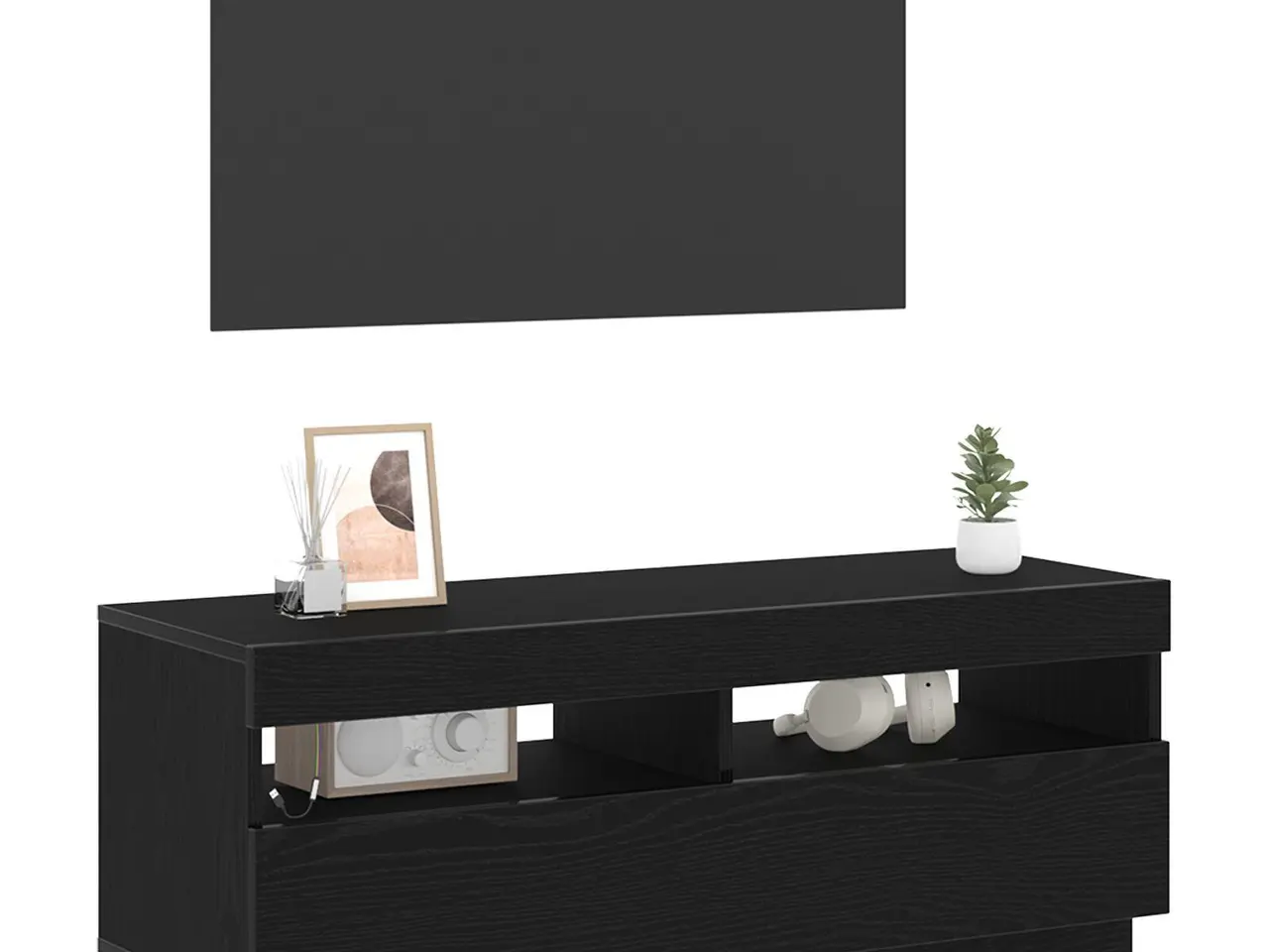 Billede 3 - TV-bord i sort eg 100 × 35 × 40 cm - konstrueret træ med LED