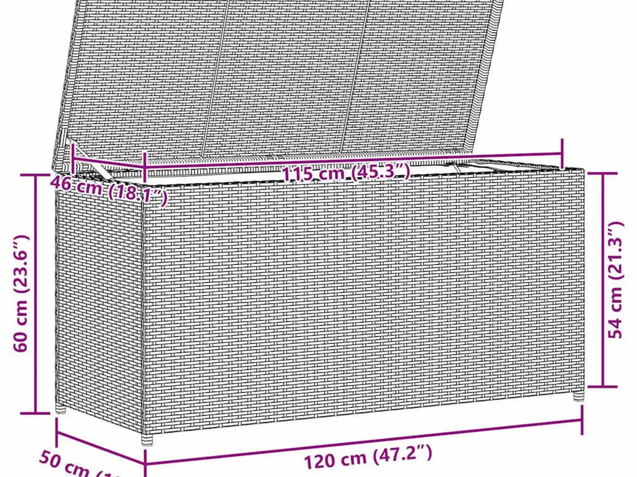 Billede 11 - Udendørs opbevaringskasse i polyrattan - sort 120 × 50 × 60 cm