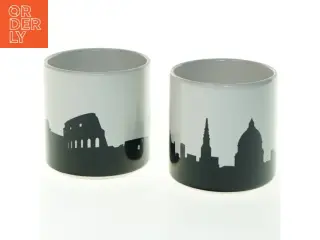 Keramik opbevaringskrukker med København motiv (str. 9x9 cm)