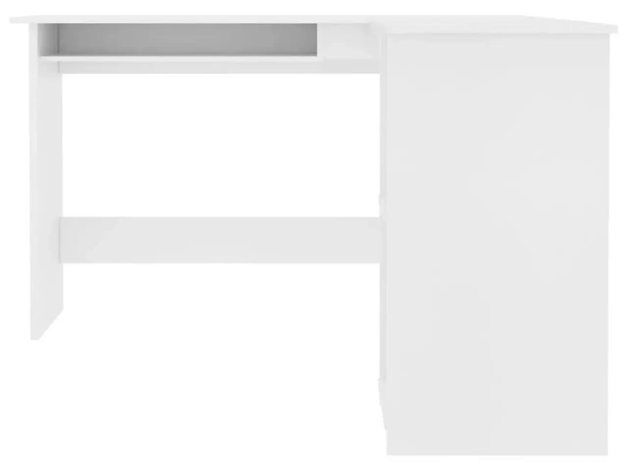 Billede 4 - L-formet skrivebord med tastaturbakke 120 x 140 x 75 cm - hvid