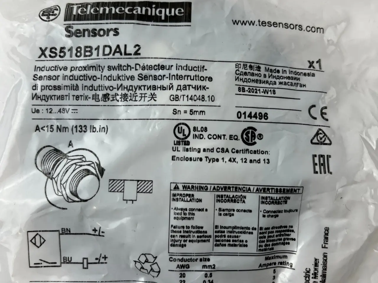 Billede 4 - Telemecanique XS518B1DAL2 Proximity Sensor M18 5mm