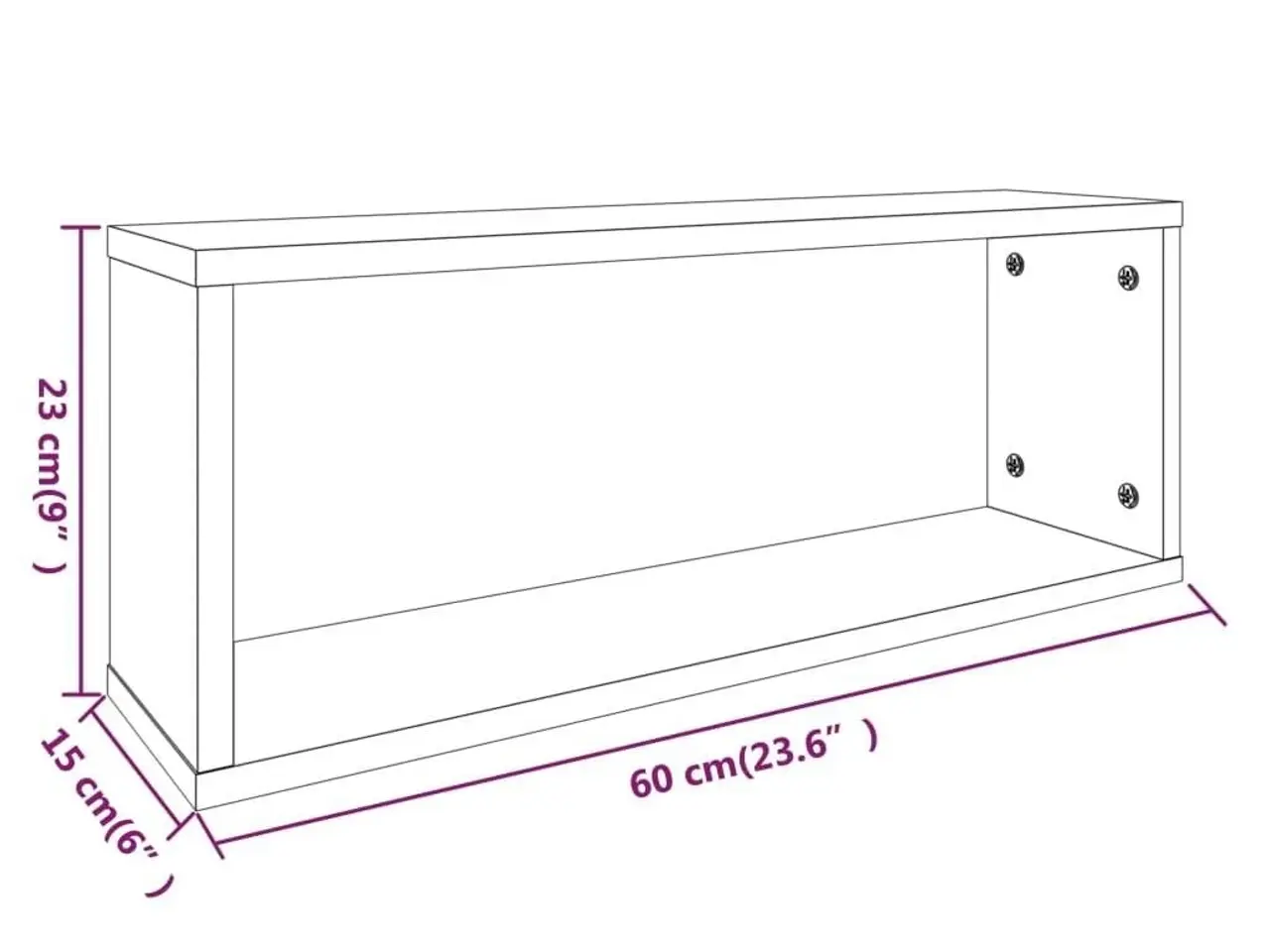 Billede 8 - Væghylder 4 stk. 60x15x23 cm konstrueret træ røget egetræ