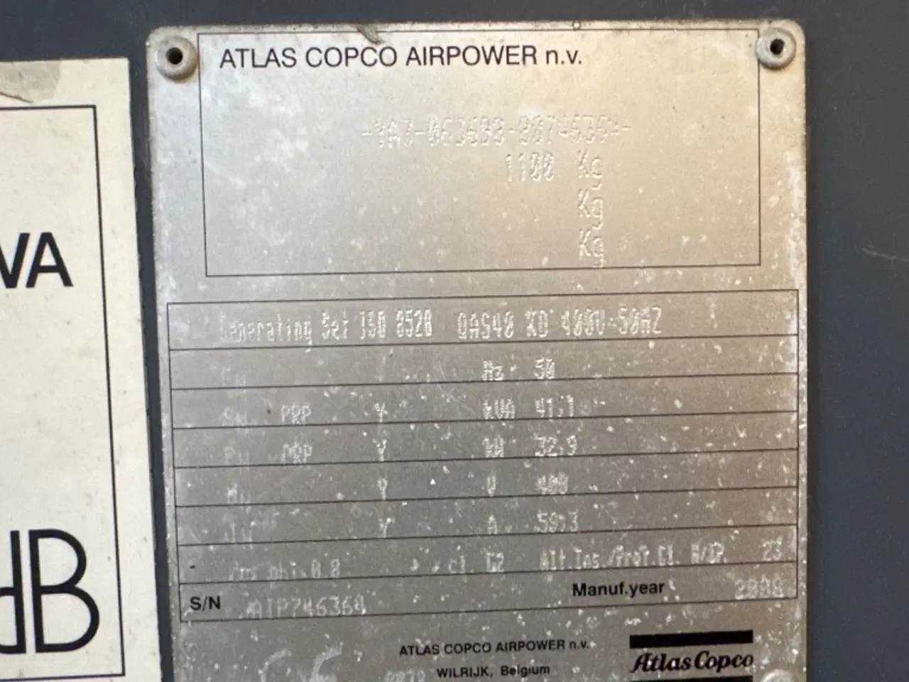 Billede 4 - Atlas Copco Genarating Set 150 8528