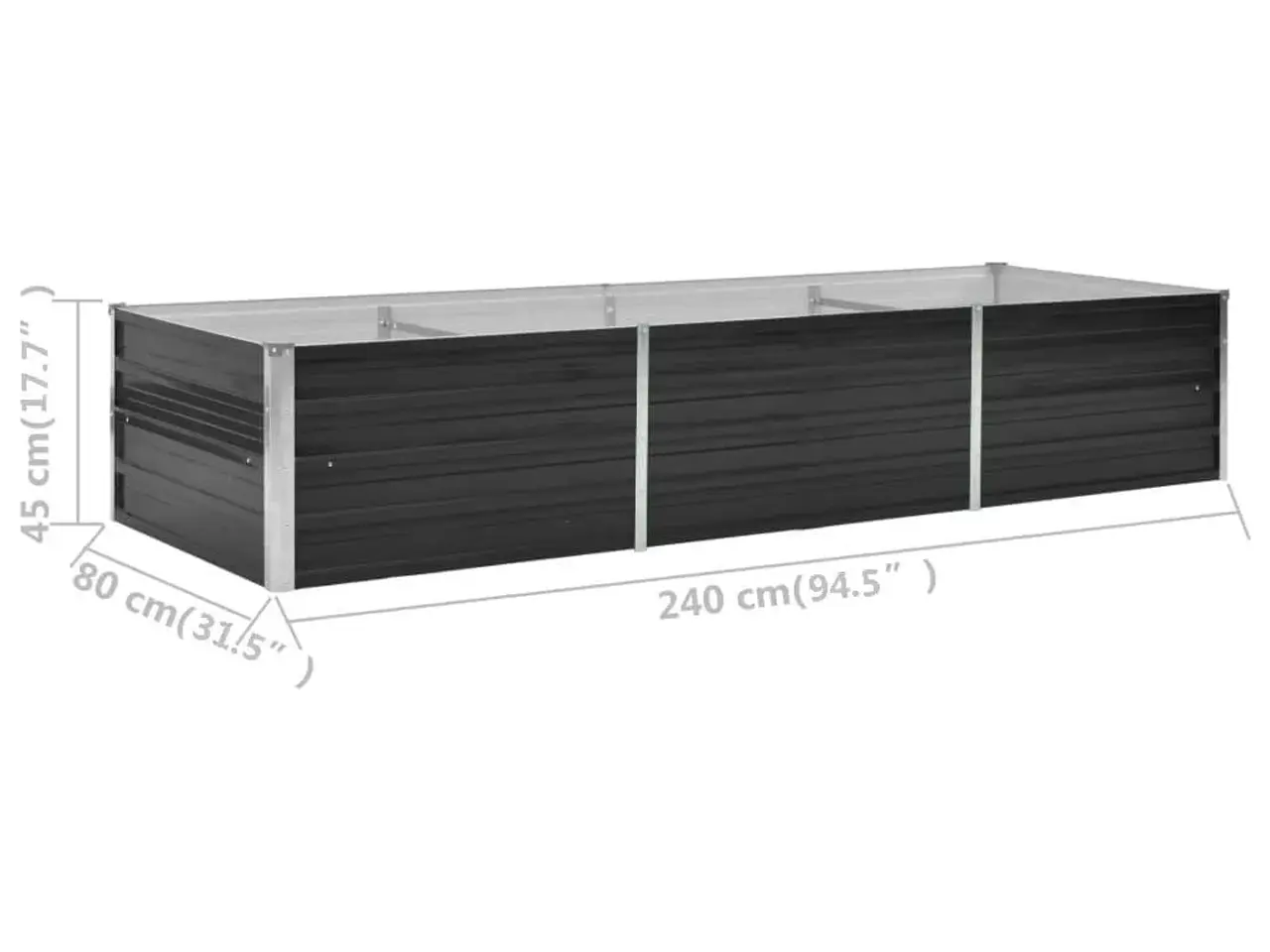 Billede 6 - Hævet plantekasse 240×80×45 cm i galvaniseret stål - antracitgrå
