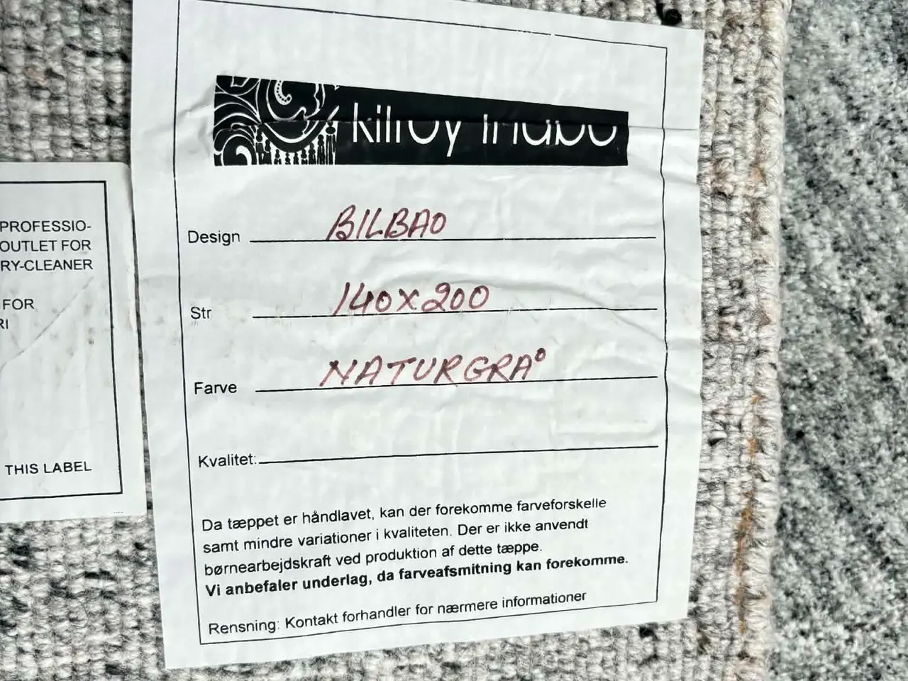 Billede 4 - Indbo Bilbao – Håndvævet uldtæppe 140 × 200 cm