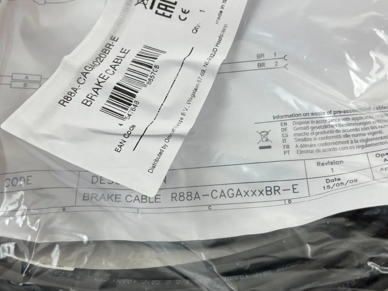 Billede 4 - Omron R88A-CAGA020BR-E servomotor Brake kabel 20 m