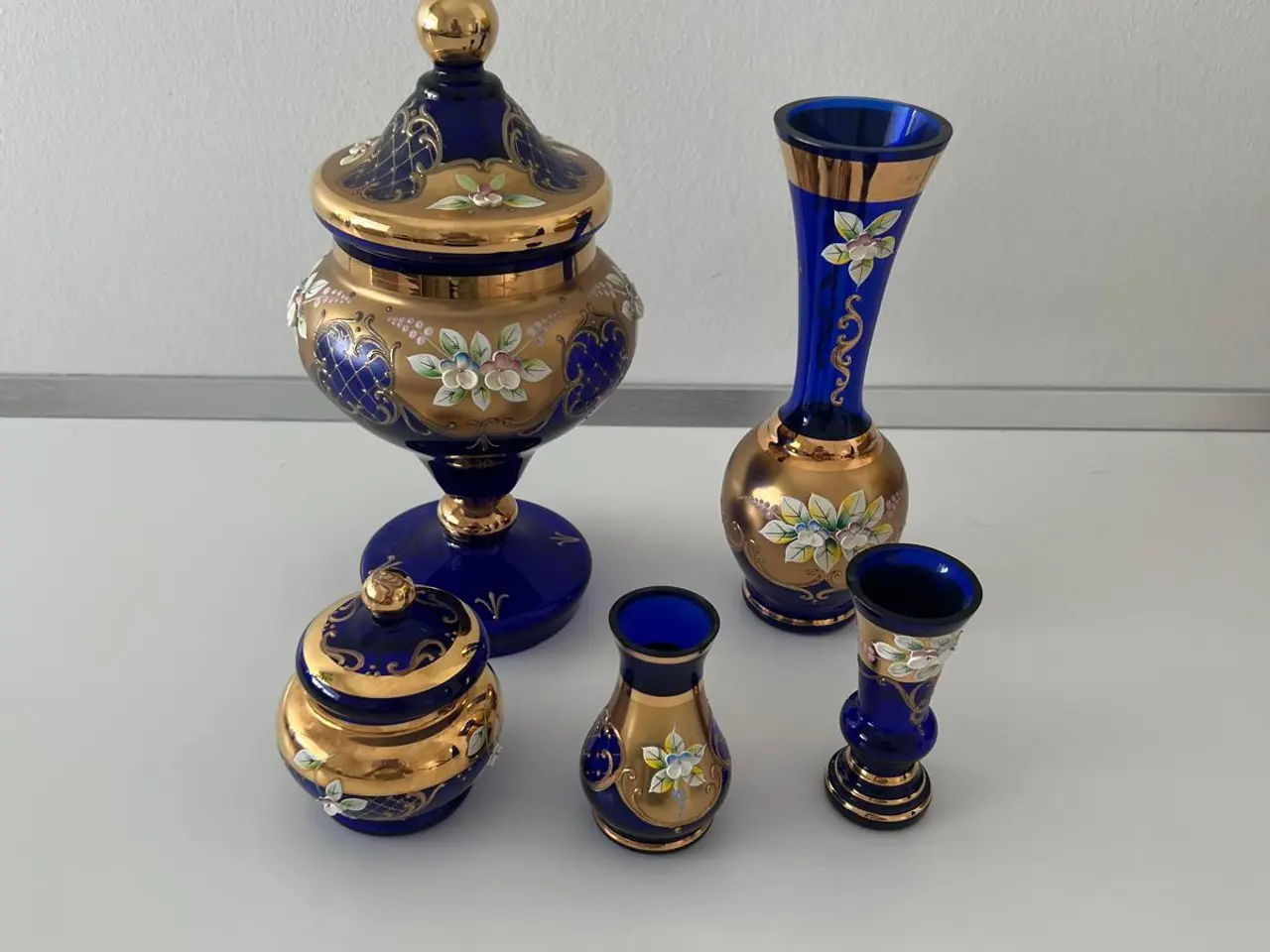 Billede 10 - Bohemian Crystal – Håndmalet Guld på Blå, Grøn & R