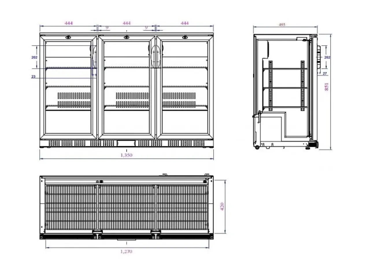 Billede 2 - Backbar / barkøleskab 320 liter – med 3 døre