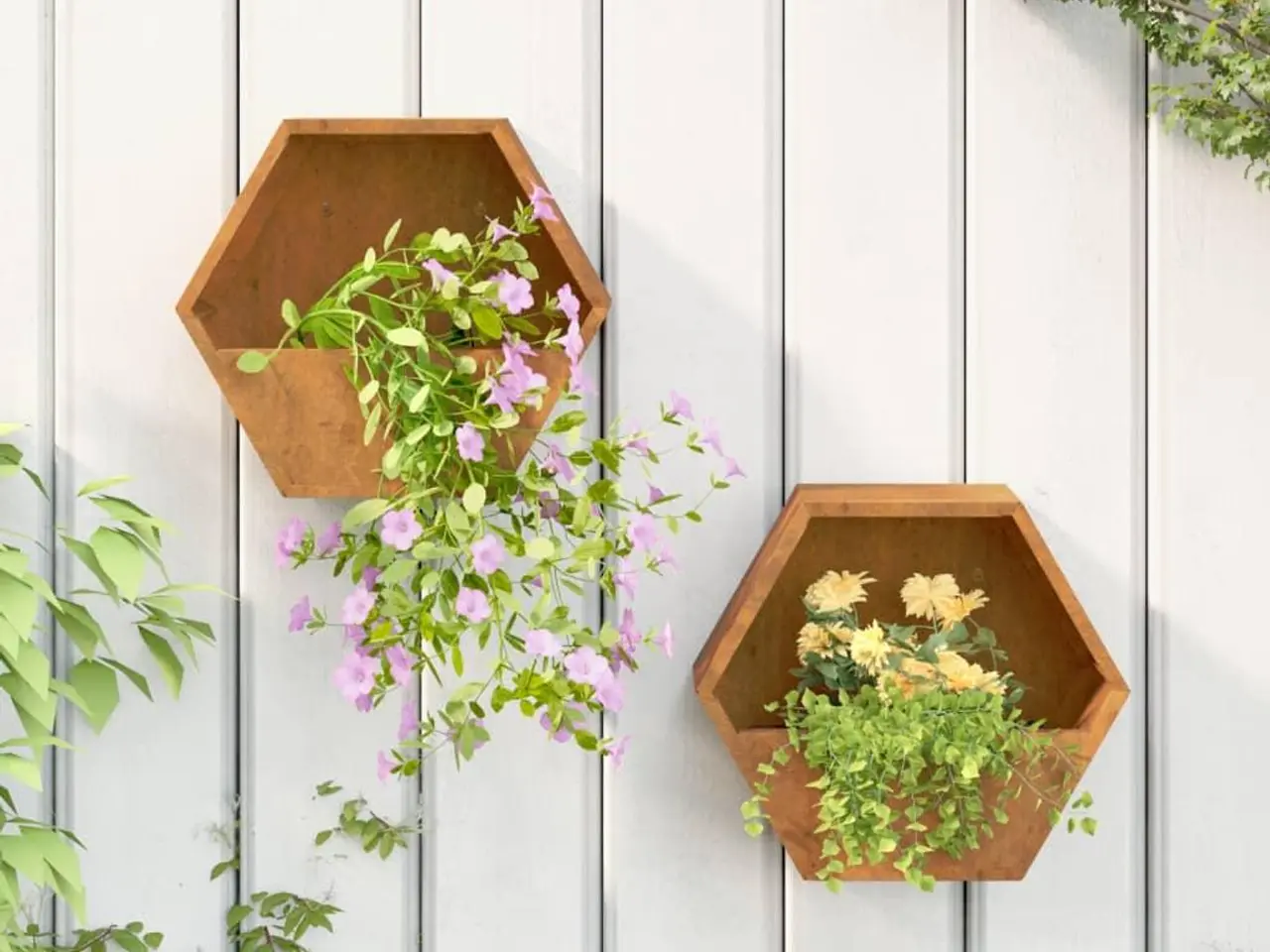 Billede 1 - Væghængte plantekasser 2 stk. 30x10x25 cm cortenstål rustfarvet