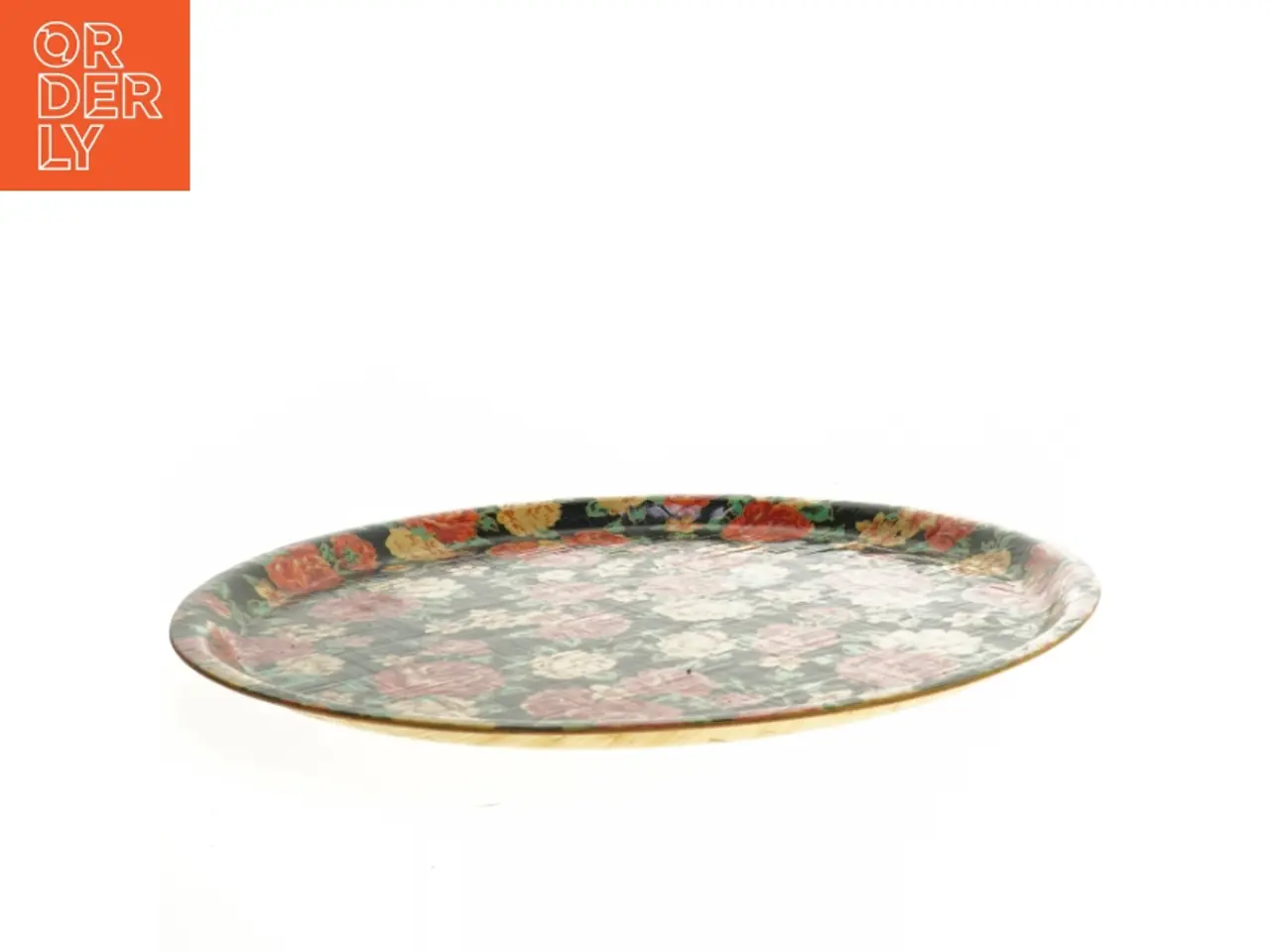 Billede 2 - Rund bakke med blomster (str. Ø 35,5 cm)