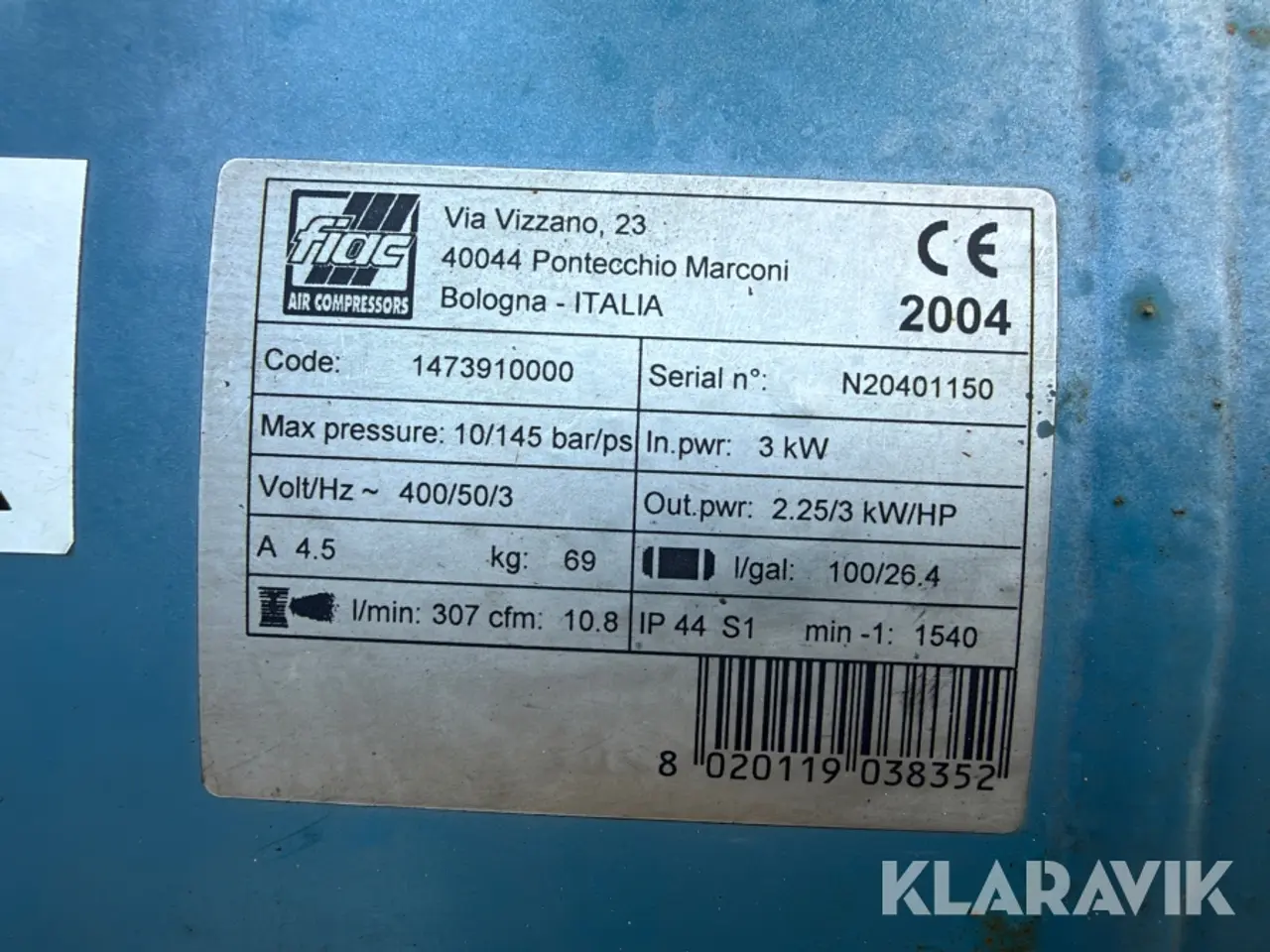 Billede 8 - Kompressorer FIAC 100/3021F 100 liter – 10 bar – 400 V