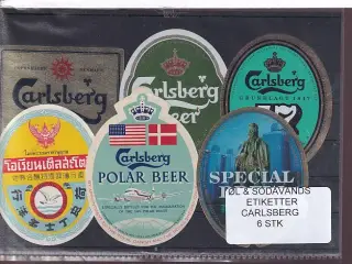 Øl og Sodavands Etiketter - Carlsberg - 6 Stk.
