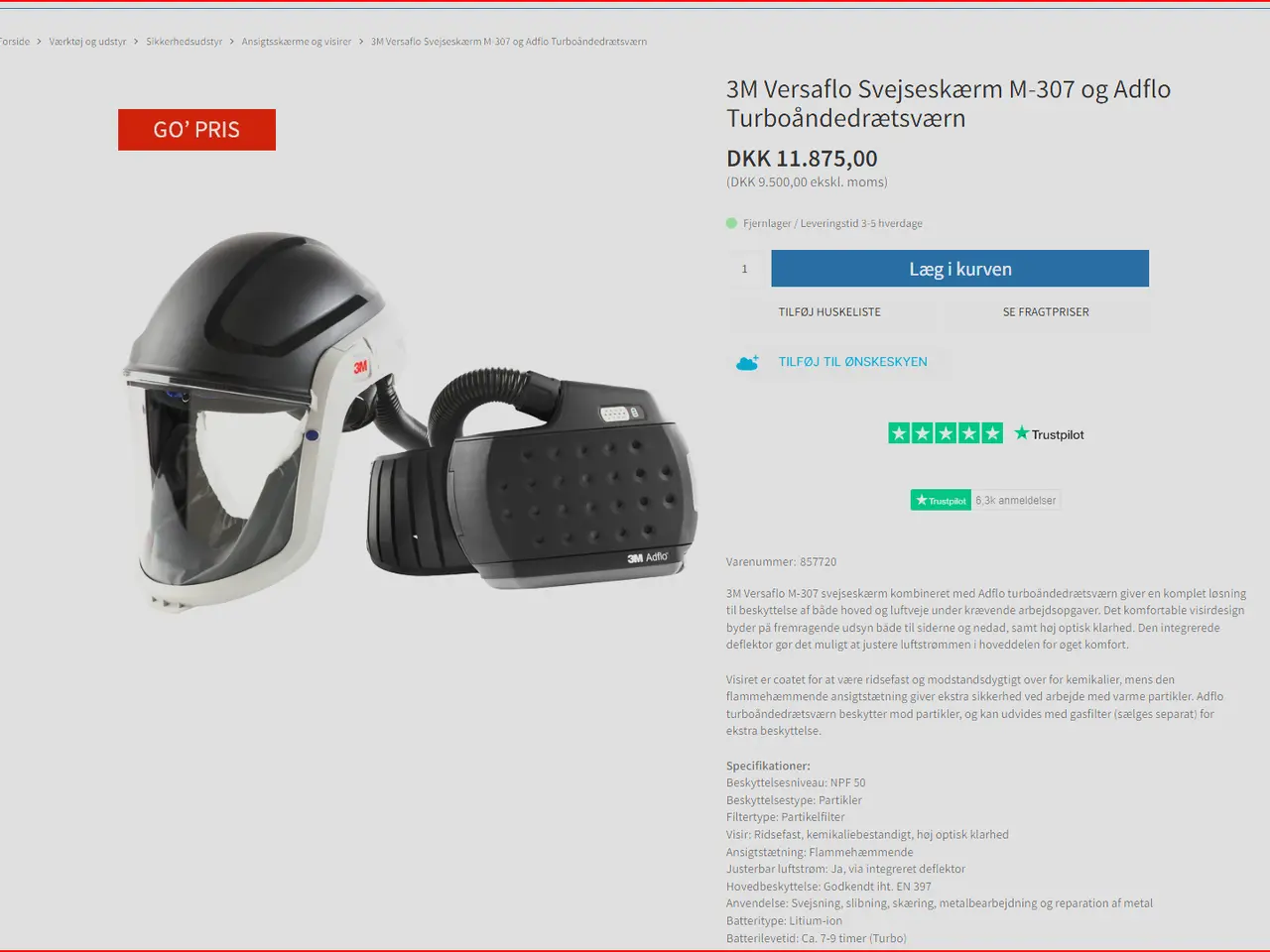 Billede 5 - 3M Versaflo Svejseskærm M-307 og Adflo Turboåndedr