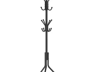 Stumtjener i metal med 16 knager, 175 cm - sort