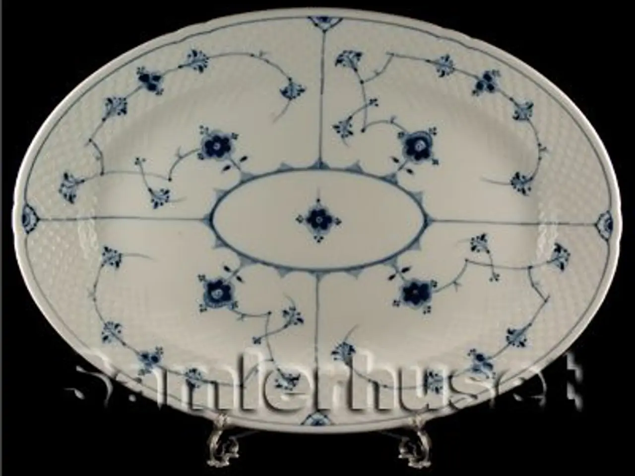 Billede 1 - Blåmalet Stegefad - B&G - 45½x31 cm. B&G nr. 14