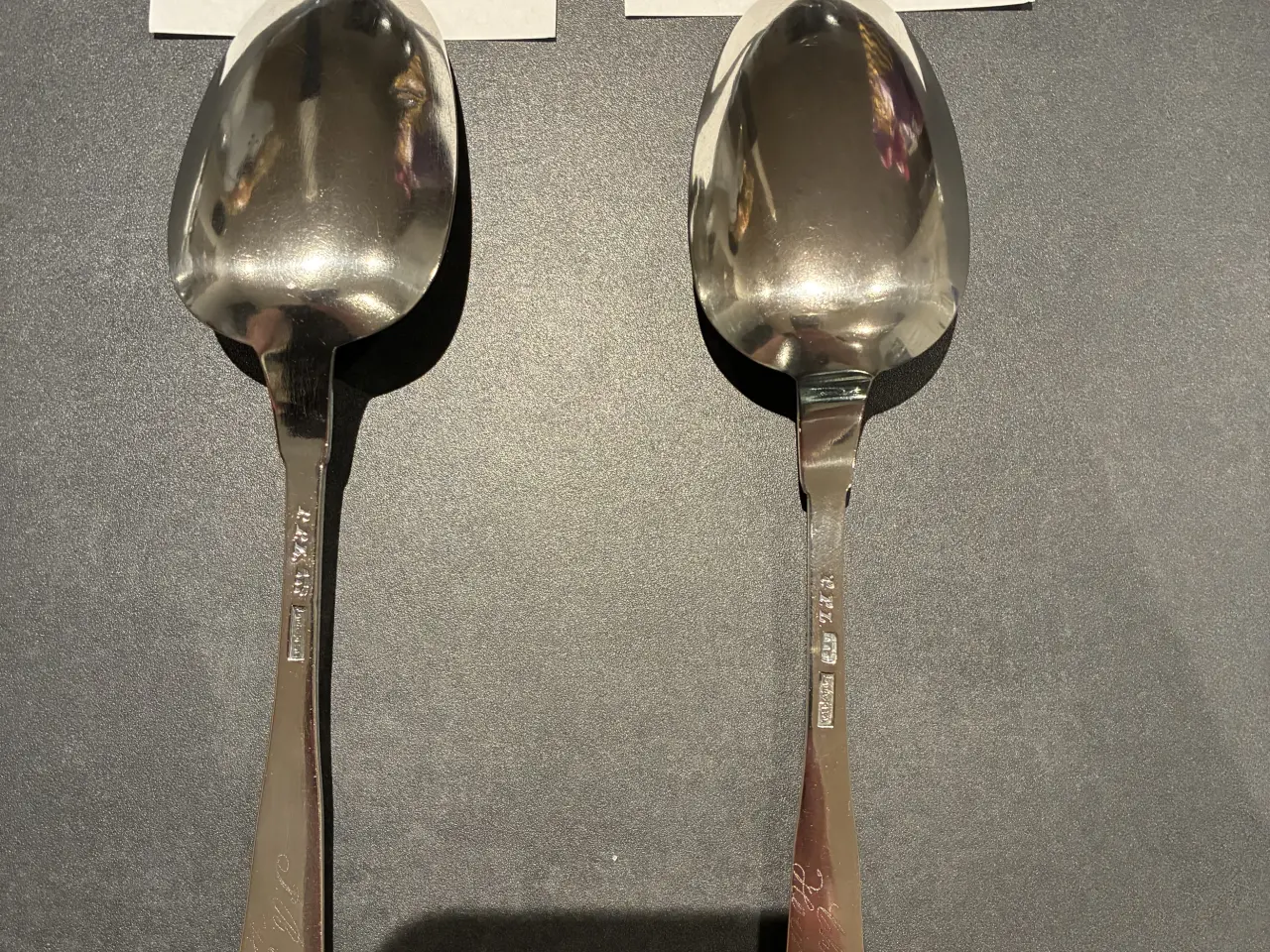 Billede 1 - Gamle dobbeltriflet middagsskeer i sølv
