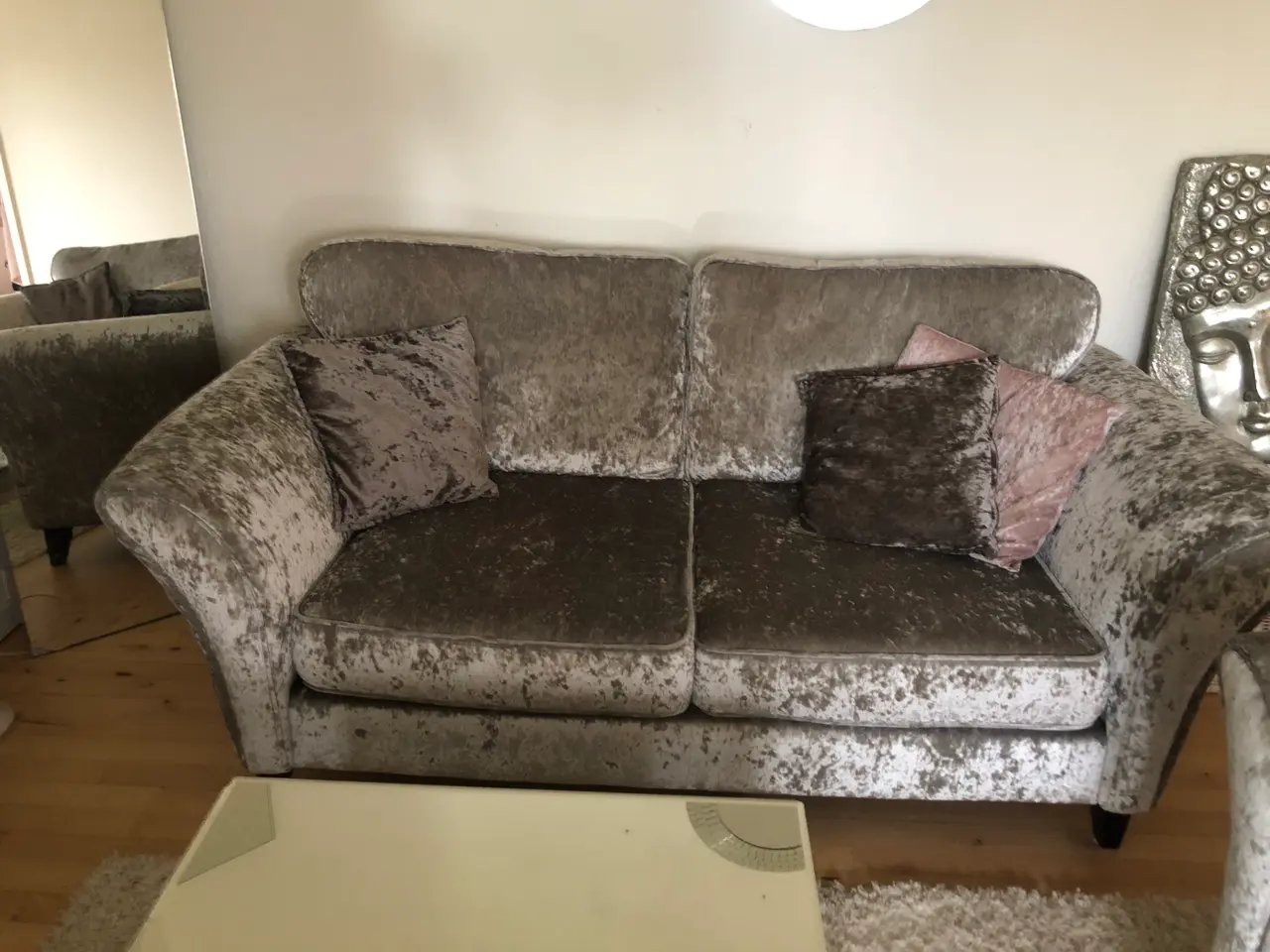 Billede 1 - Sølv velour sofagruppe