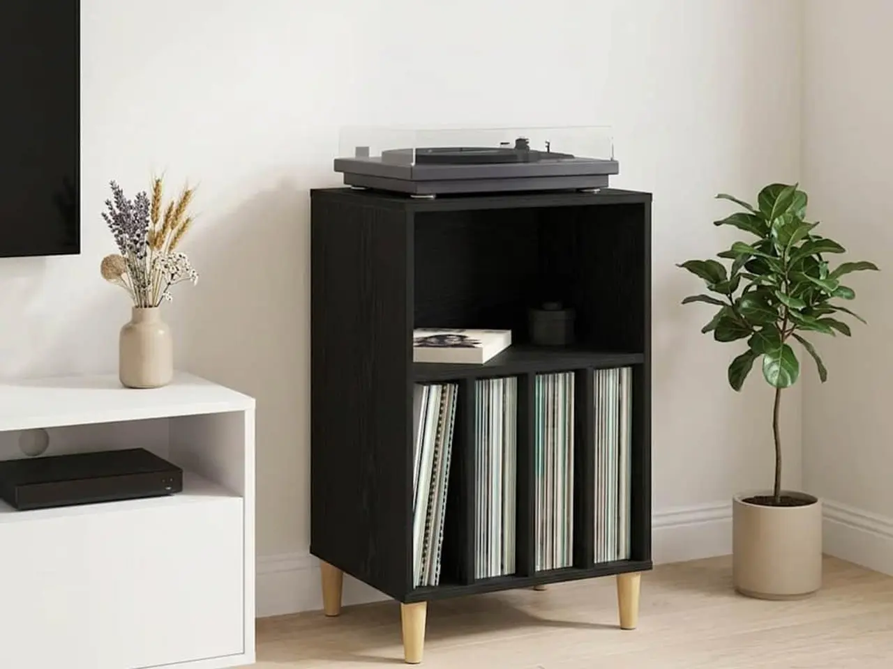 Billede 1 - Pladespillerstativ - sort eg, 47 x 39,5 x 74,5 cm