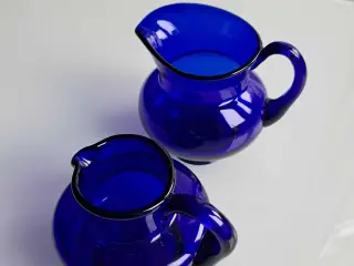 Glas kander - blå, til mælk, 2 stk.