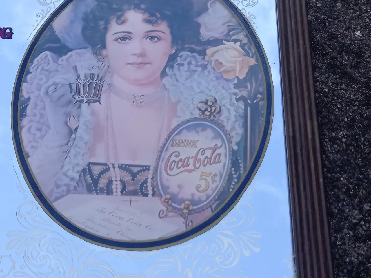 Billede 3 - COCA-COLA spejl i gammel træramme