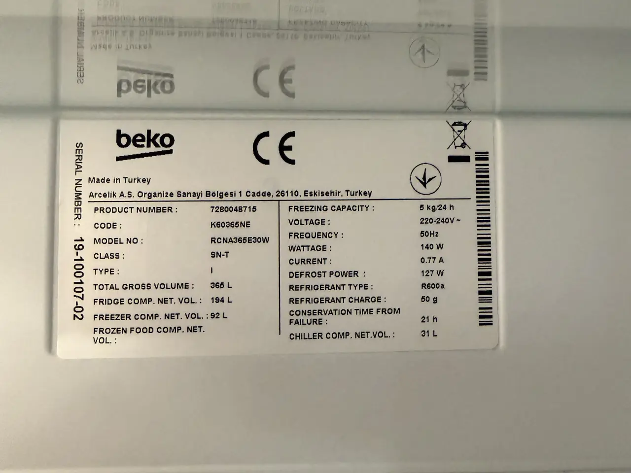 Billede 5 - Beko køle-fryseskab hvid