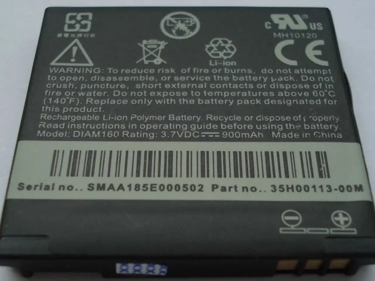 Billede 2 - Originalt hTC DIAM160 batteri 3,7V og 900 mAh